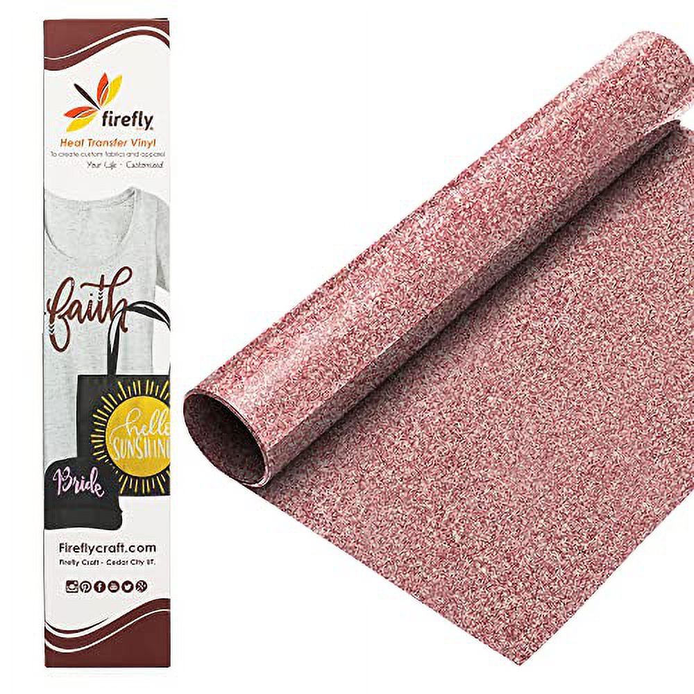 Firefly Craft Glitter Rose Gold Heat Transfer Vinyl - HTV Vinyl for Cricut  - Heat Press Vinyl for Shirt Transfers - Iron On Fabric Sheets - 1 Piece, 5  Feet by 12.25 Inch Roll 